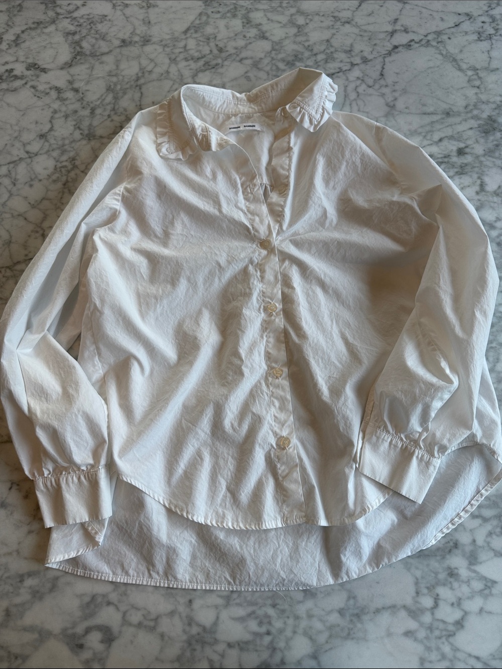 SAMSOE White Ruffle Collar Blouse